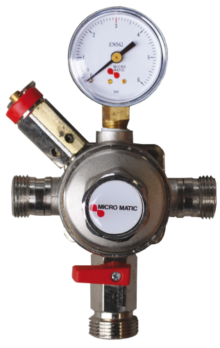 Vmesni regulator tlaka CO2 tipa Premium Micro-Matic, z varnostnim ventilom